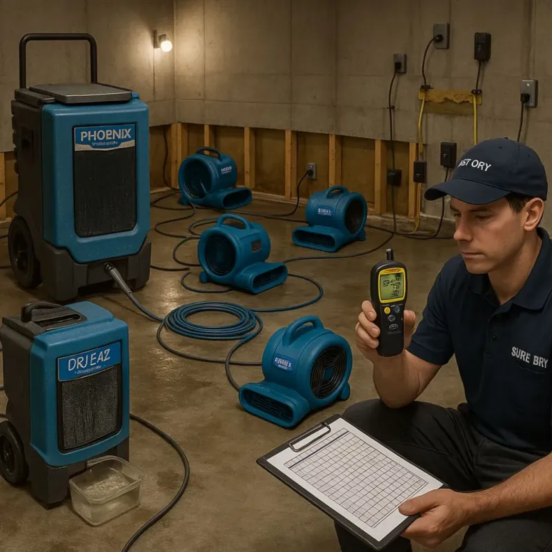 Structural Drying and Dehumidification process in Evadale, TX